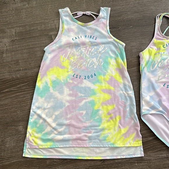 Justice One Piece Swimsuit & Coverup Size 10 M - Picture 3 of 10